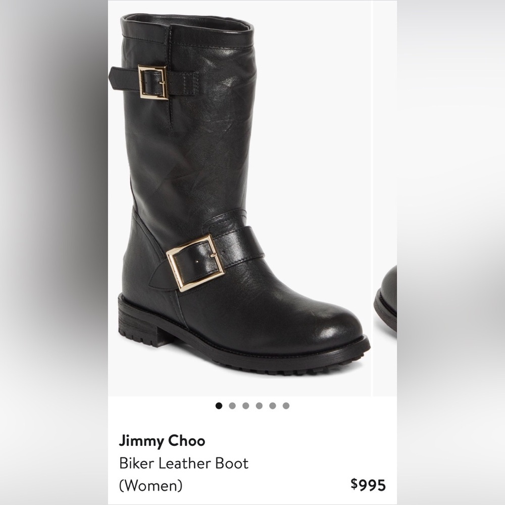 Jimmy Choo Women’s Black Leather Moto Boots - Picture 3 of 16